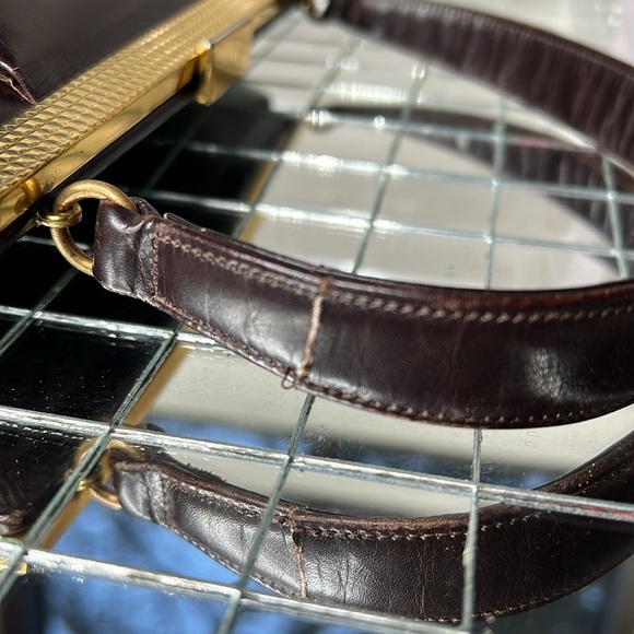 Bienen Davis Vintage Brown Leather Structured Snap Lock Closure Handbag - Picture 9 of 15